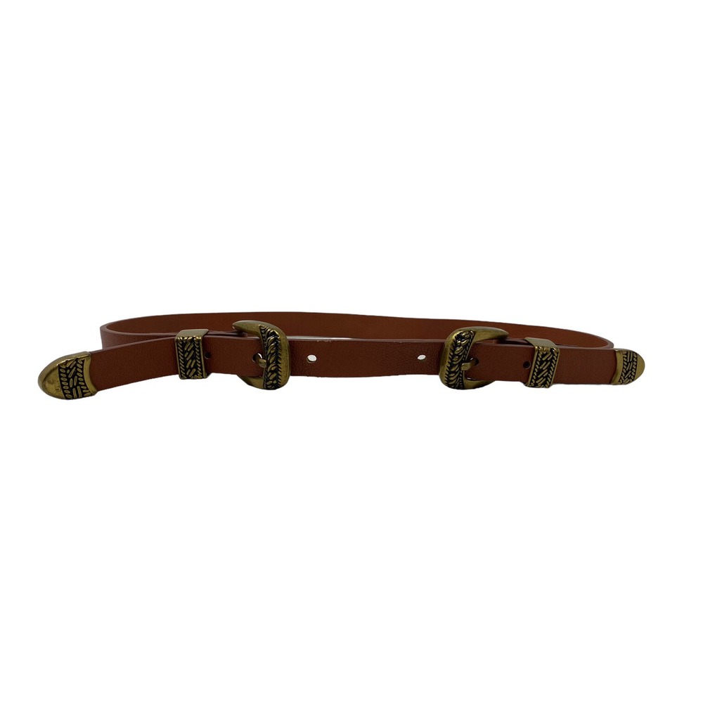 Aeropostale Womens Western Style Double Buckle and Tip Tan Skinny Belt Sz S / M